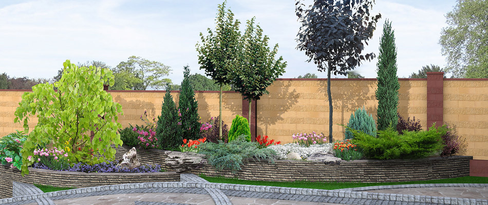 3D design rendering for a backyard's landscape in DeWitt, MI.