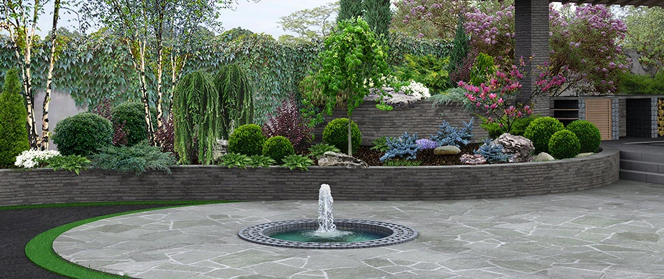 A 3d design rendering of a water feature in Williamston, MI.
