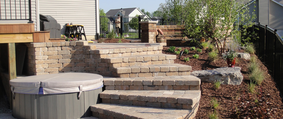 Steps installed for patio in Grand Ledge, MI.